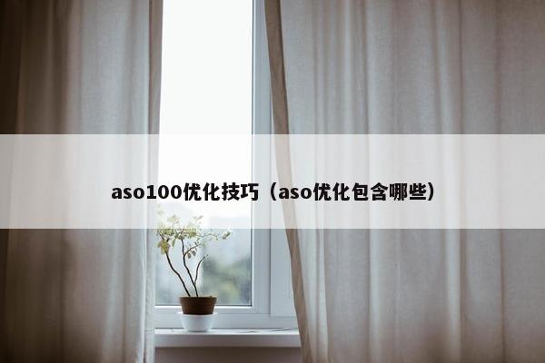 aso100优化技巧（aso优化包含哪些）