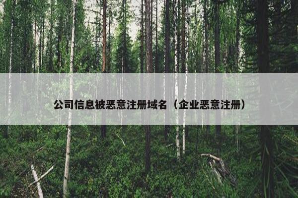 公司信息被恶意注册域名（企业恶意注册）