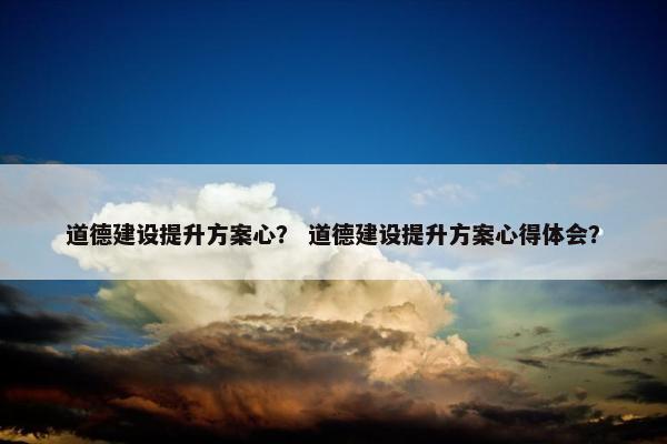 道德建设提升方案心？ 道德建设提升方案心得体会？