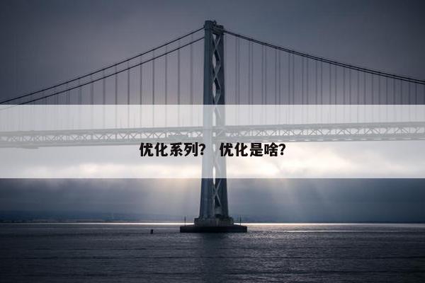 优化系列？ 优化是啥？