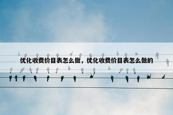 优化收费价目表怎么做，优化收费价目表怎么做的