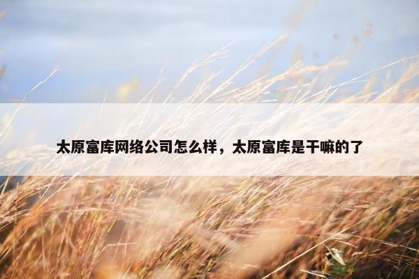 太原富库网络公司怎么样，太原富库是干嘛的了