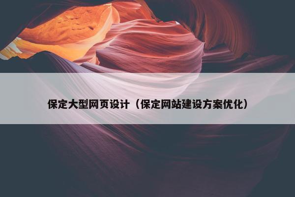 保定大型网页设计（保定网站建设方案优化）