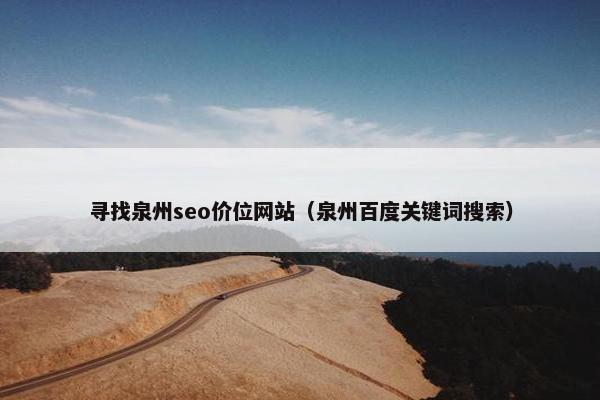 寻找泉州seo价位网站（泉州百度关键词搜索）