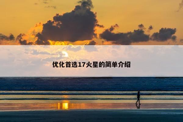 优化首选17火星的简单介绍