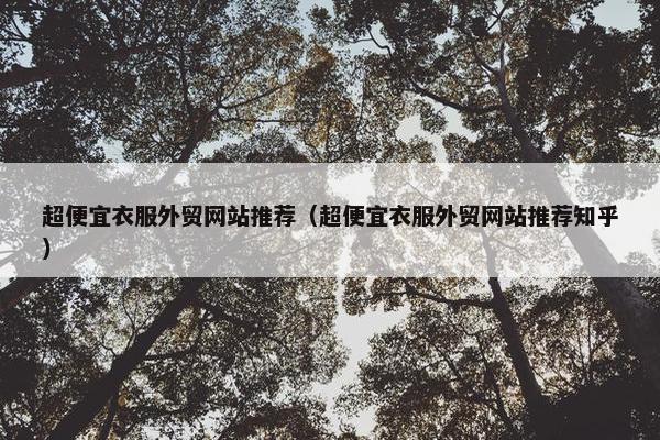 超便宜衣服外贸网站推荐（超便宜衣服外贸网站推荐知乎）