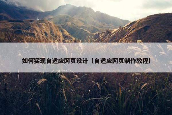 如何实现自适应网页设计（自适应网页制作教程）