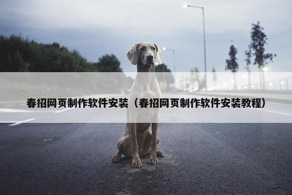 春招网页制作软件安装（春招网页制作软件安装教程）