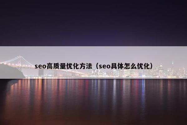 seo高质量优化方法（seo具体怎么优化）