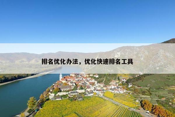 排名优化办法，优化快速排名工具