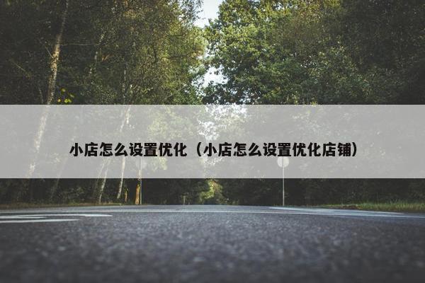 小店怎么设置优化（小店怎么设置优化店铺）