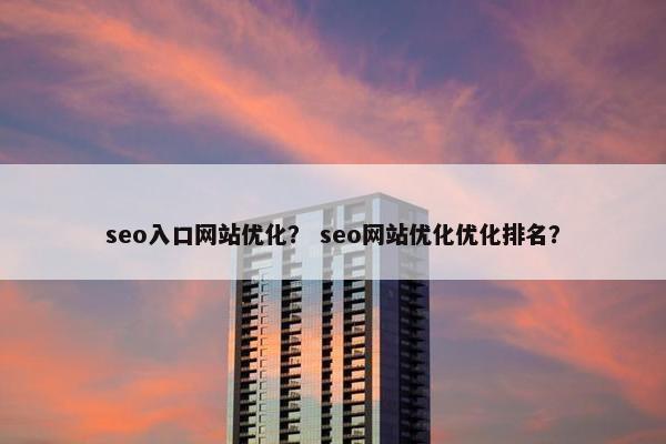 seo入口网站优化？ seo网站优化优化排名？