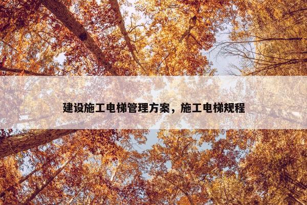 建设施工电梯管理方案，施工电梯规程