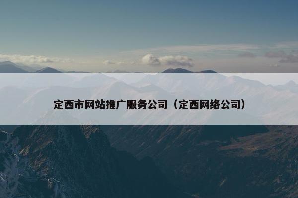 定西市网站推广服务公司（定西网络公司）