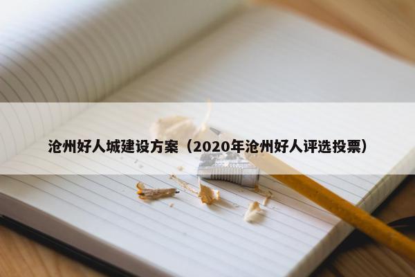 沧州好人城建设方案（2020年沧州好人评选投票）