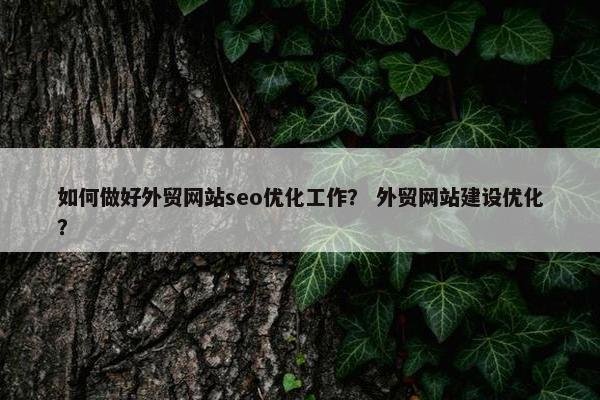 如何做好外贸网站seo优化工作？ 外贸网站建设优化？