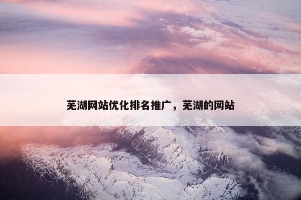 芜湖网站优化排名推广，芜湖的网站