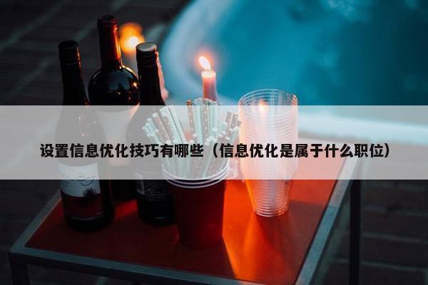 设置信息优化技巧有哪些（信息优化是属于什么职位）