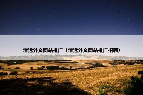 清远外文网站推广（清远外文网站推广招聘）