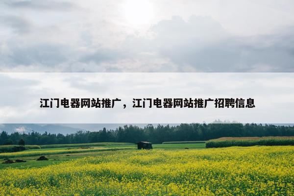 江门电器网站推广，江门电器网站推广招聘信息
