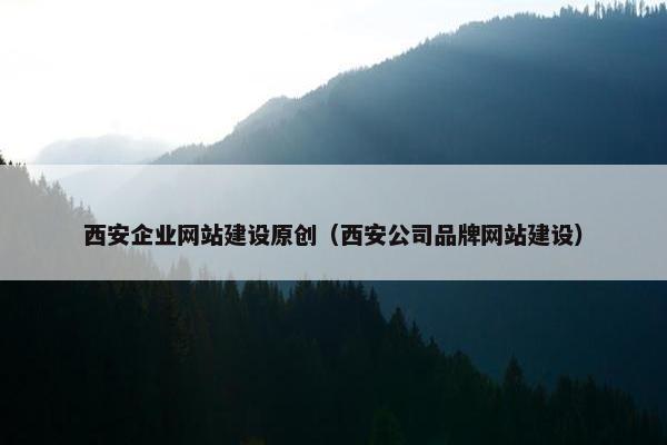 西安企业网站建设原创（西安公司品牌网站建设）