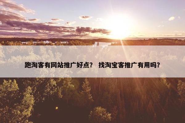 跑淘客有网站推广好点？ 找淘宝客推广有用吗？