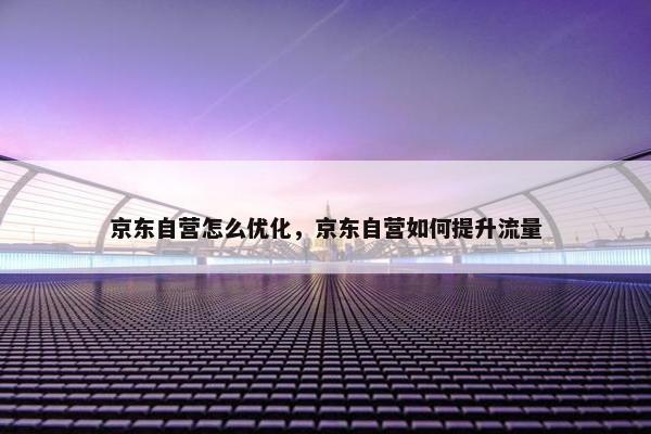 京东自营怎么优化，京东自营如何提升流量
