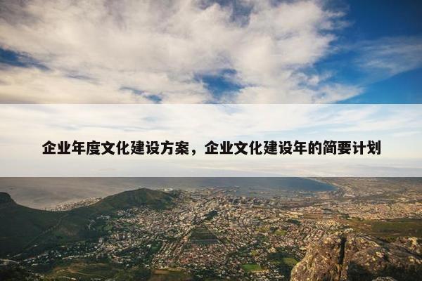 企业年度文化建设方案，企业文化建设年的简要计划