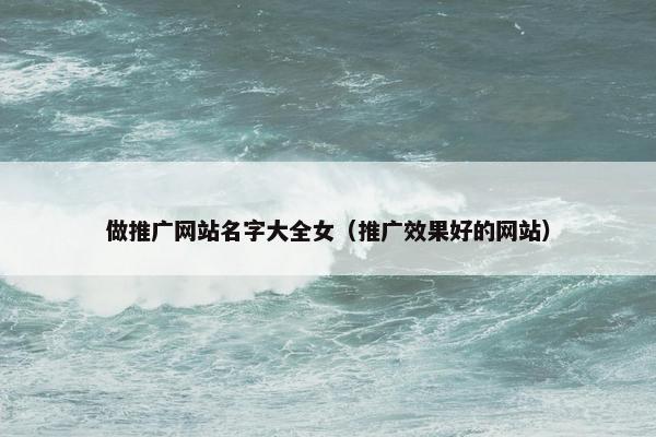 做推广网站名字大全女（推广效果好的网站）