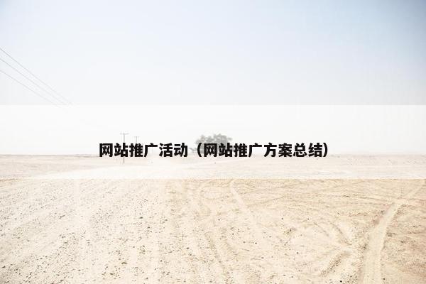 网站推广活动（网站推广方案总结）