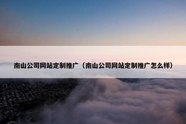 南山公司网站定制推广（南山公司网站定制推广怎么样）