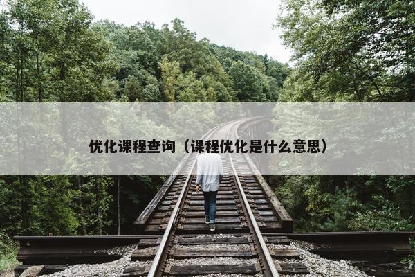 优化课程查询（课程优化是什么意思）