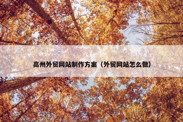 高州外贸网站制作方案（外贸网站怎么做）