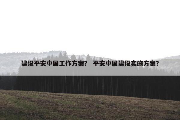 建设平安中国工作方案？ 平安中国建设实施方案？