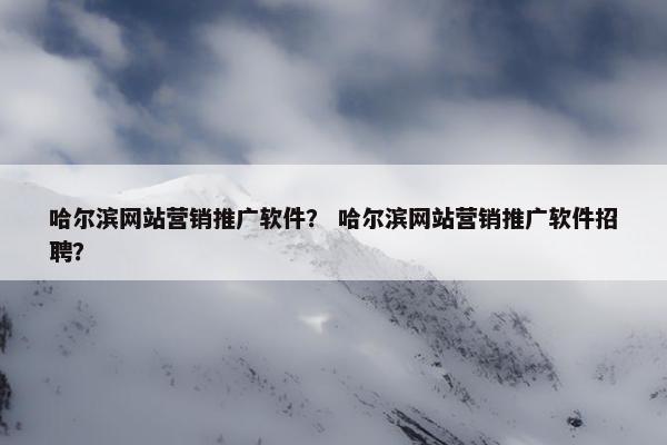 哈尔滨网站营销推广软件？ 哈尔滨网站营销推广软件招聘？