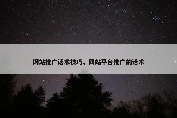 网站推广话术技巧，网站平台推广的话术