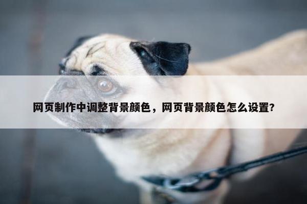 网页制作中调整背景颜色，网页背景颜色怎么设置?