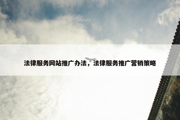 法律服务网站推广办法，法律服务推广营销策略