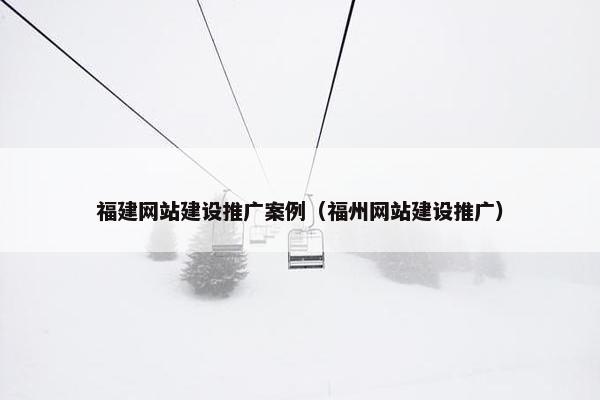 福建网站建设推广案例（福州网站建设推广）