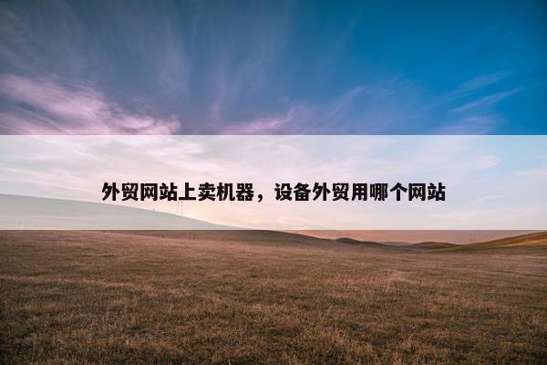 外贸网站上卖机器，设备外贸用哪个网站