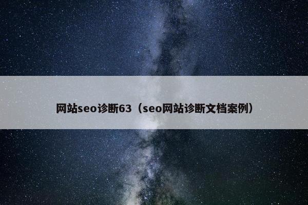 网站seo诊断63（seo网站诊断文档案例）
