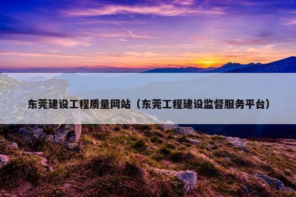东莞建设工程质量网站（东莞工程建设监督服务平台）