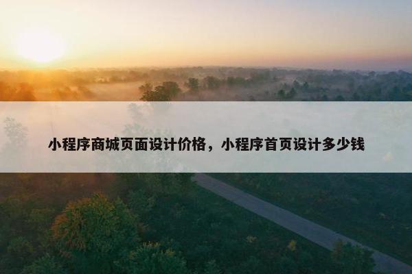小程序商城页面设计价格，小程序首页设计多少钱